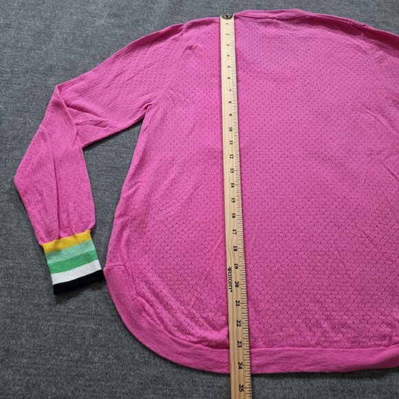 Zaket & Plover Sweater Women S Pink Silk Cotton LS Lightweight Boho Preppy Twee - Picture 8 of 13